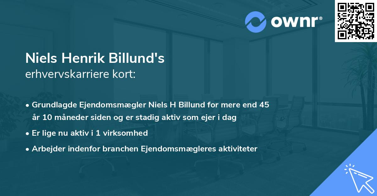 Niels Henrik Billund's erhvervskarriere kort