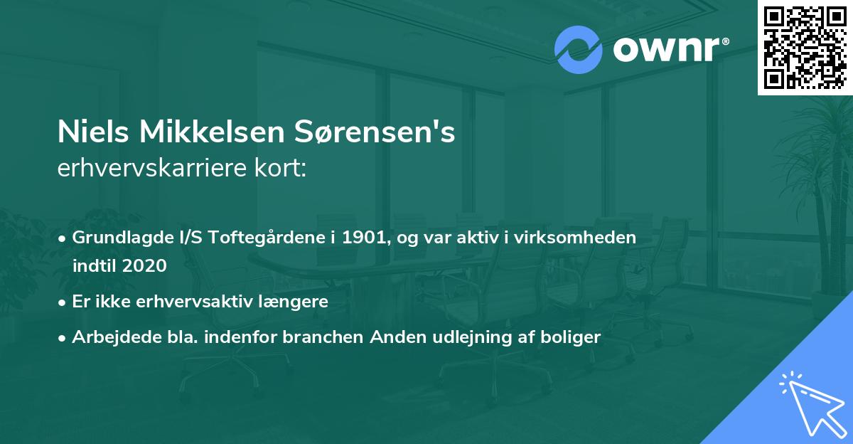 Niels Mikkelsen Sørensen's erhvervskarriere kort