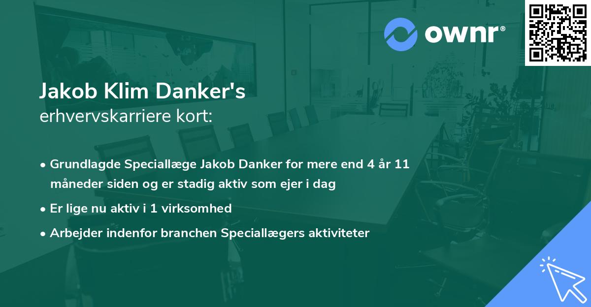 Jakob Klim Danker's erhvervskarriere kort