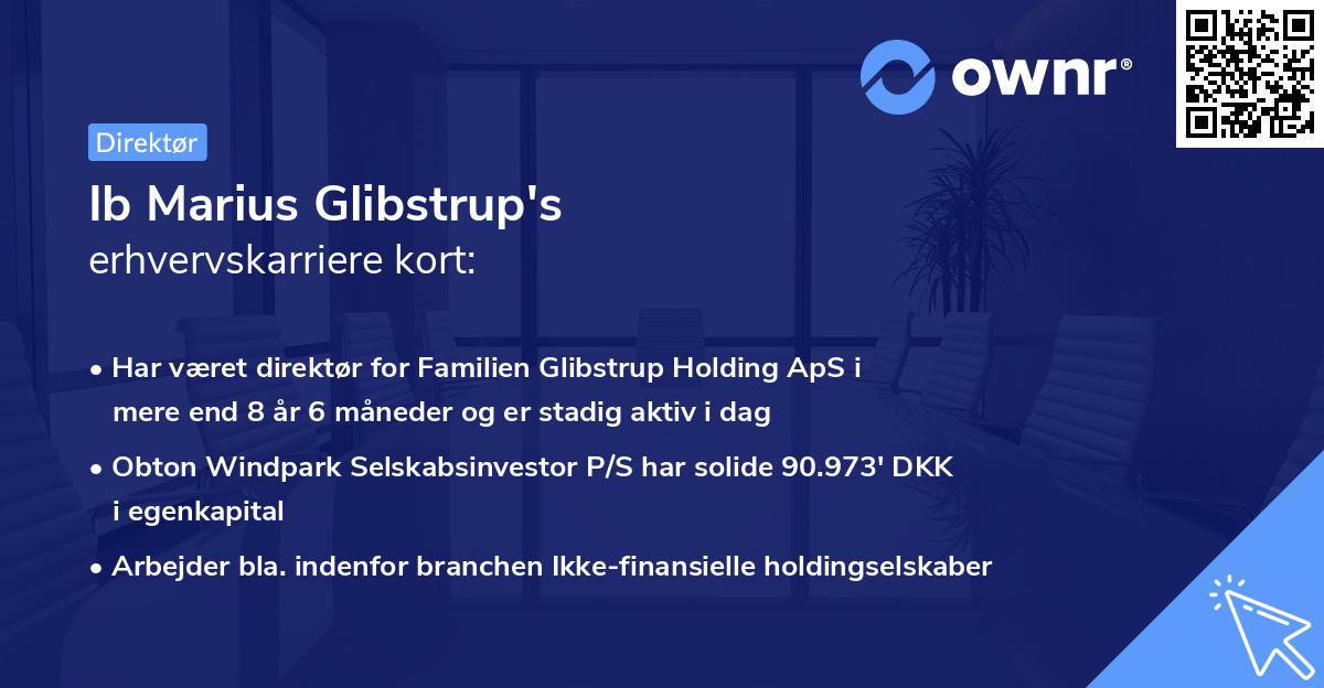 Ib Marius Glibstrup's erhvervskarriere kort