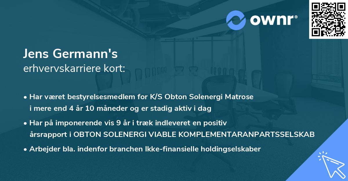 Jens Germann's erhvervskarriere kort