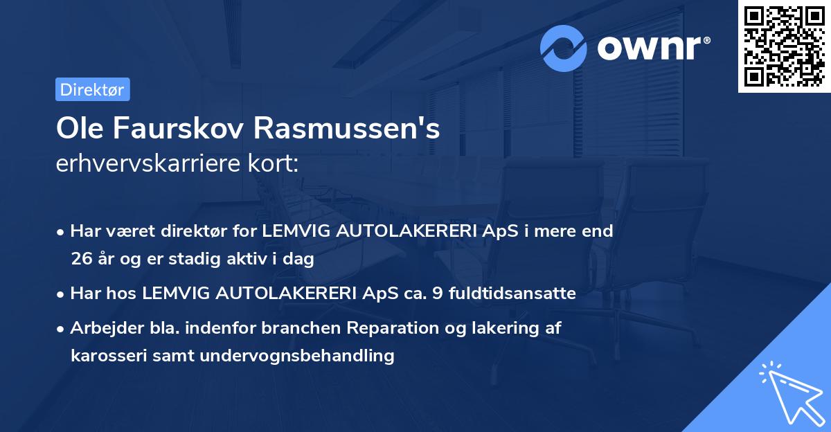 Ole Faurskov Rasmussen's erhvervskarriere kort