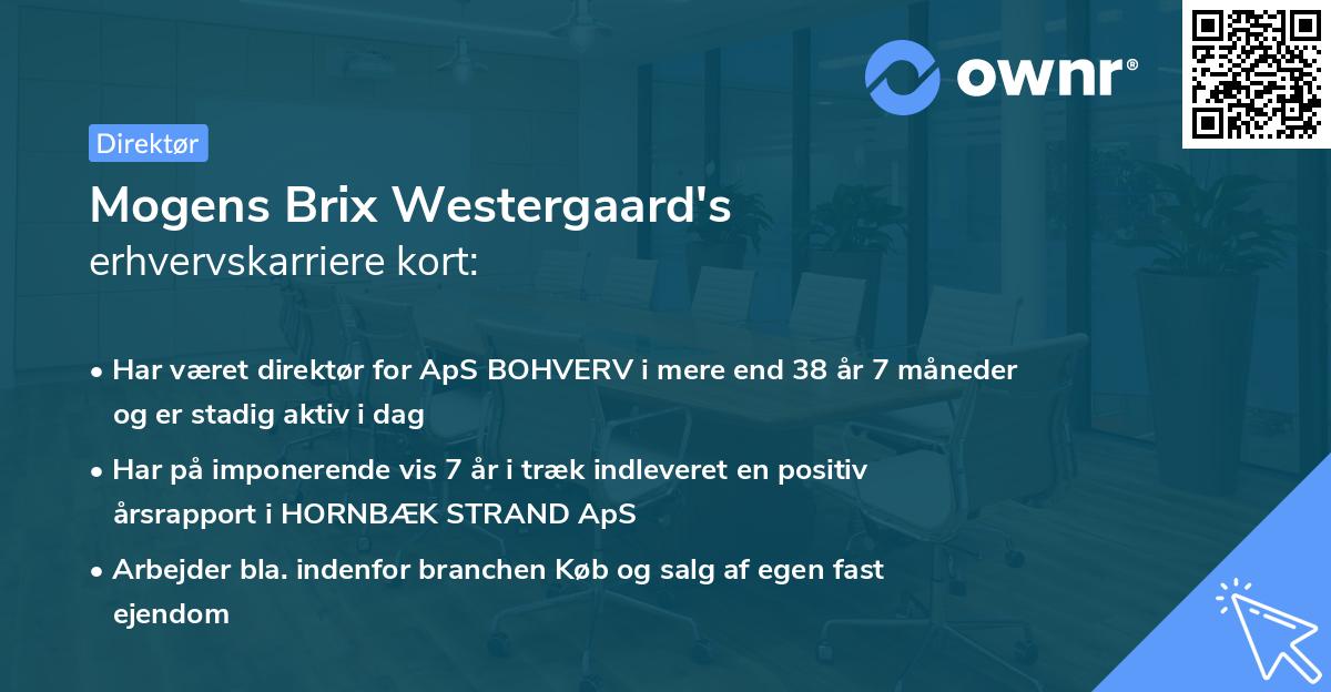 Mogens Brix Westergaard's erhvervskarriere kort