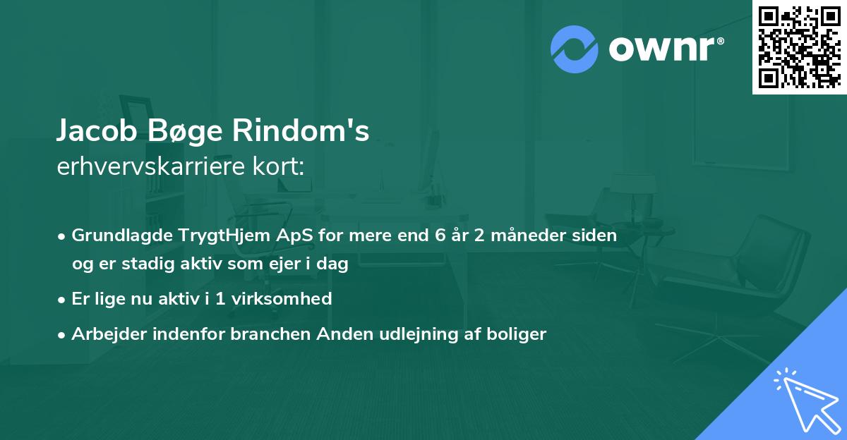 Jacob Bøge Rindom's erhvervskarriere kort
