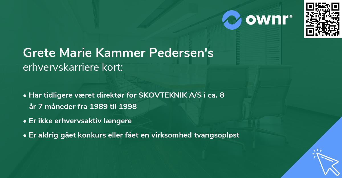 Grete Marie Kammer Pedersen's erhvervskarriere kort