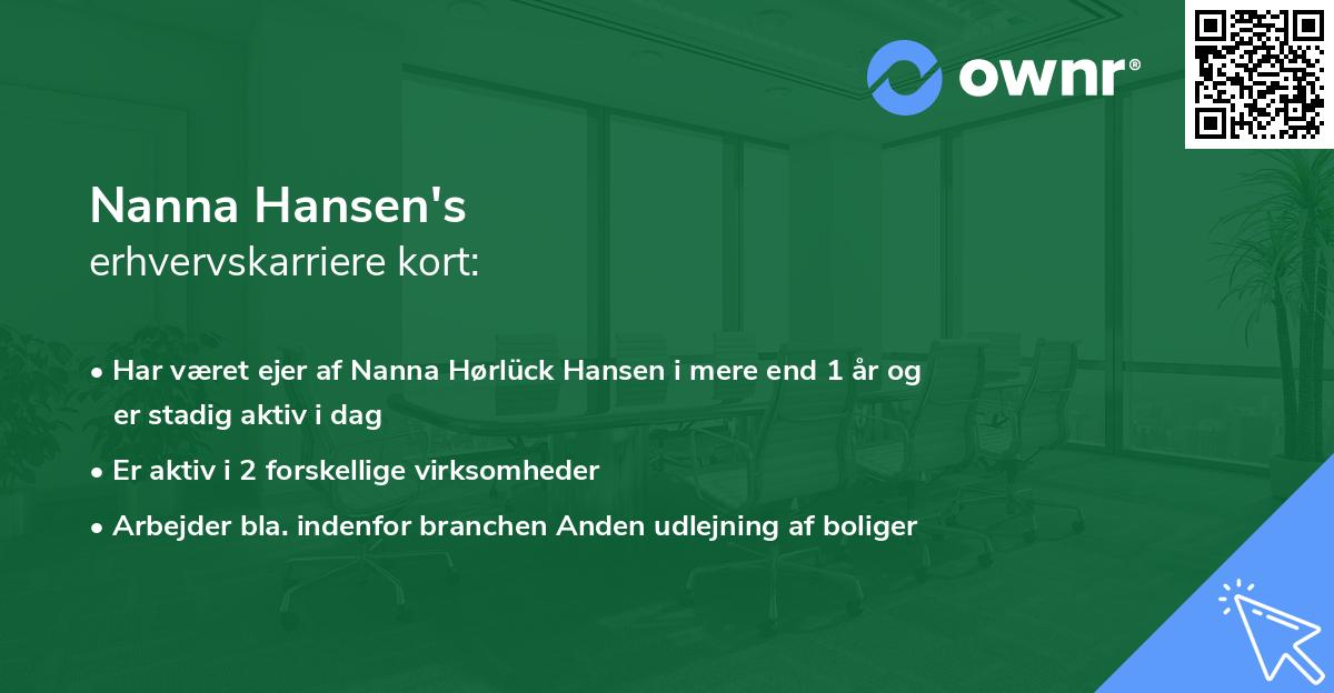 Nanna Hansen's erhvervskarriere kort