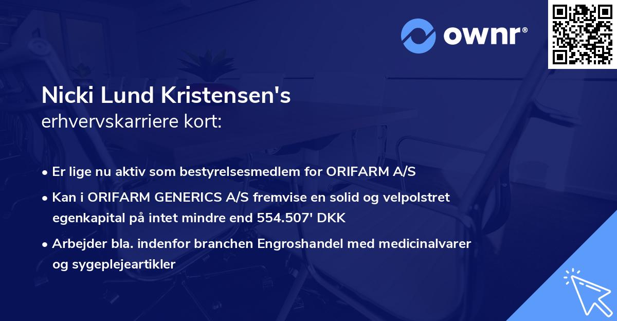 Nicki Lund Kristensen's erhvervskarriere kort