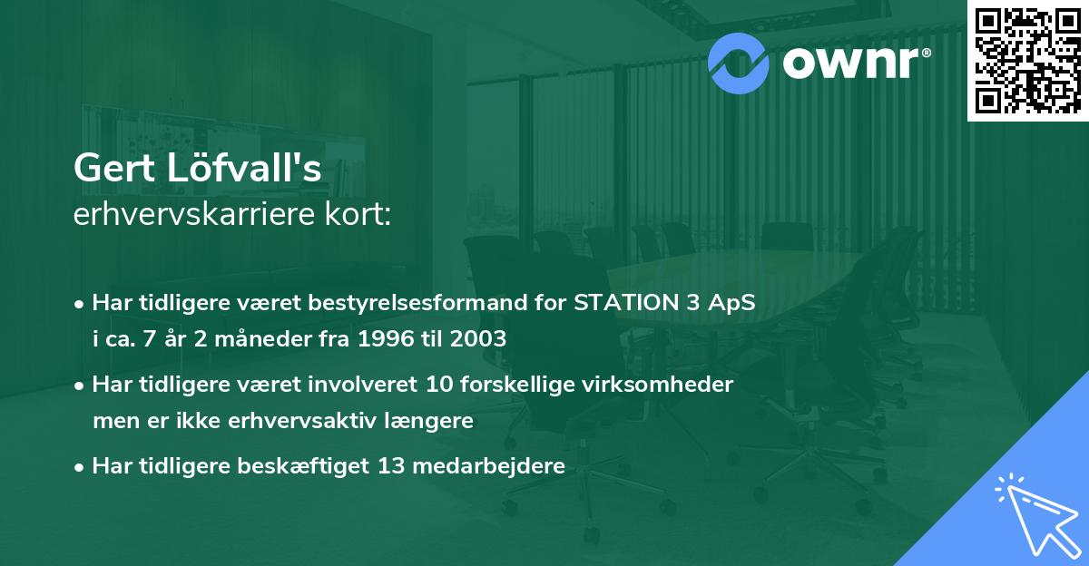 Gert Löfvall's erhvervskarriere kort