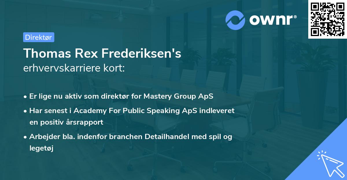 Thomas Rex Frederiksen's erhvervskarriere kort