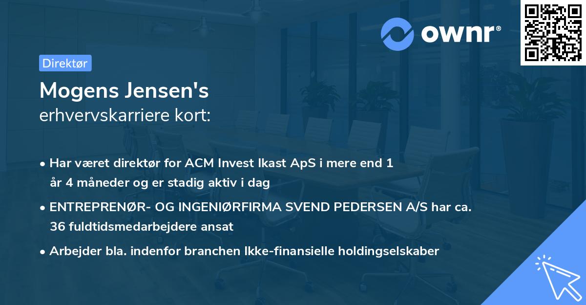 Mogens Jensen's erhvervskarriere kort