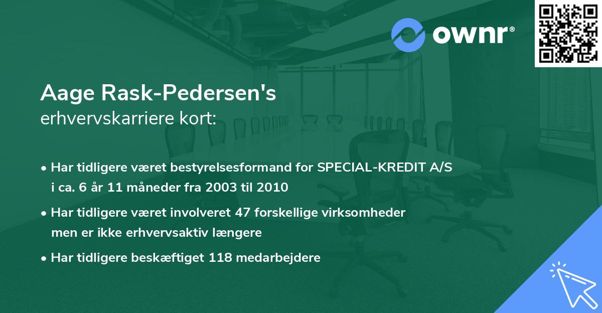 Aage Rask-Pedersen's erhvervskarriere kort