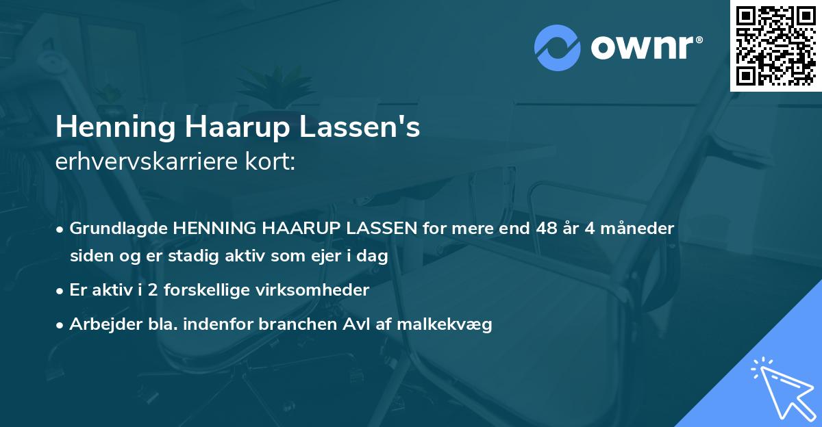 Henning Haarup Lassen's erhvervskarriere kort