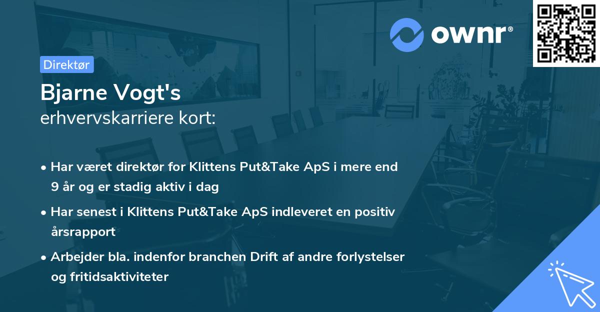 Bjarne Vogt's erhvervskarriere kort