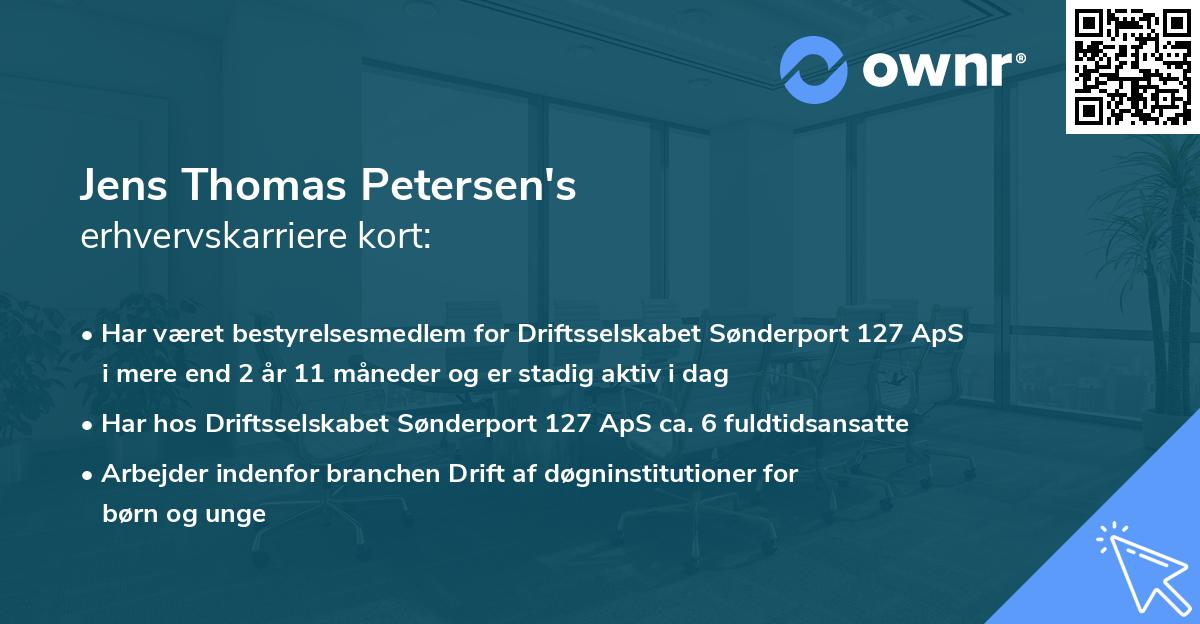 Jens Thomas Petersen's erhvervskarriere kort