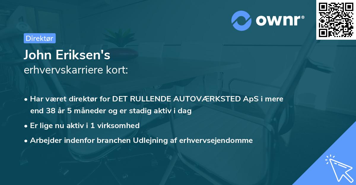 John Eriksen's erhvervskarriere kort