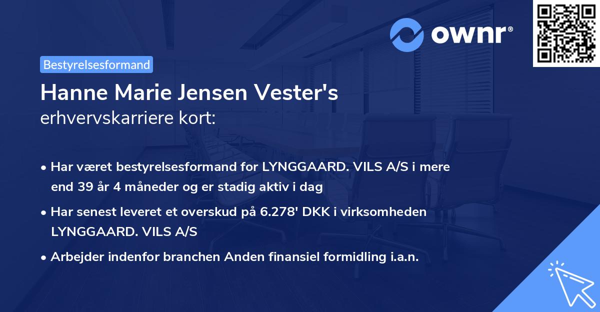 Hanne Marie Jensen Vester's erhvervskarriere kort