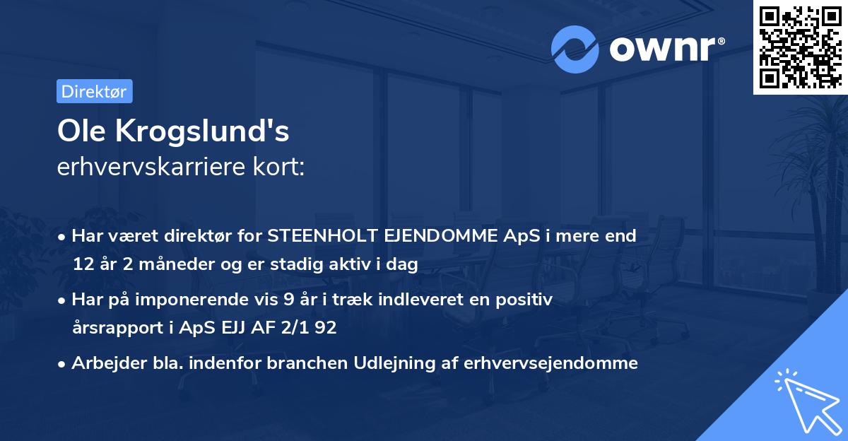 Ole Krogslund's erhvervskarriere kort