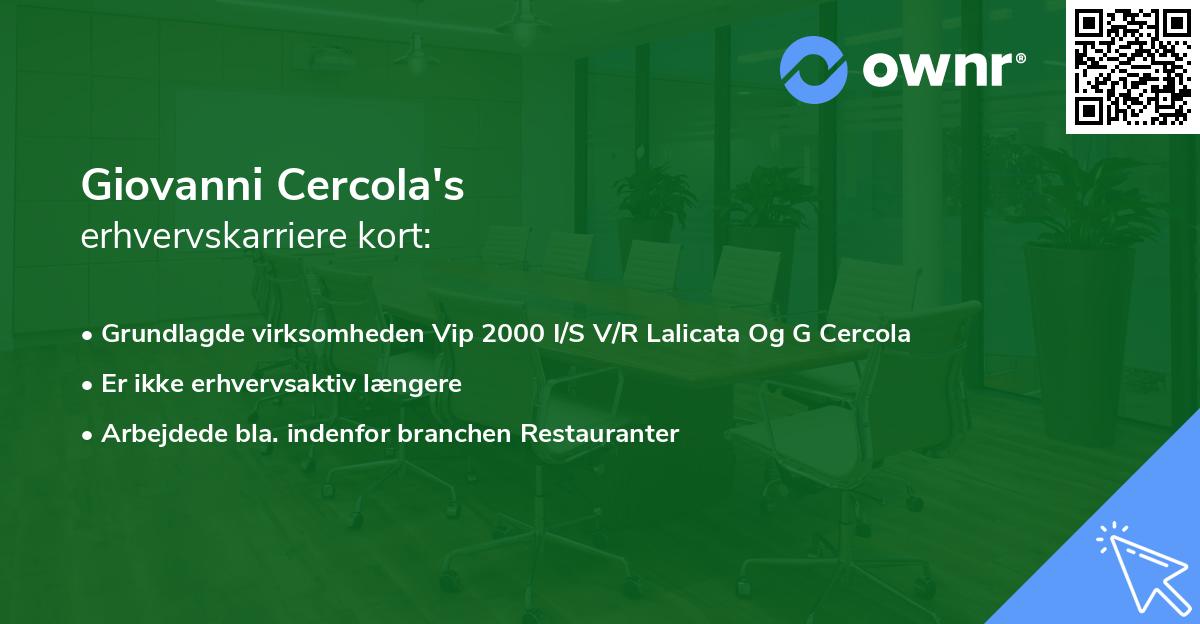 Giovanni Cercola's erhvervskarriere kort