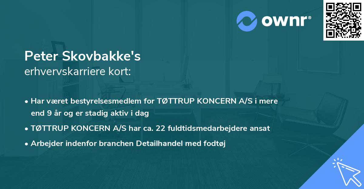 Peter Skovbakke's erhvervskarriere kort