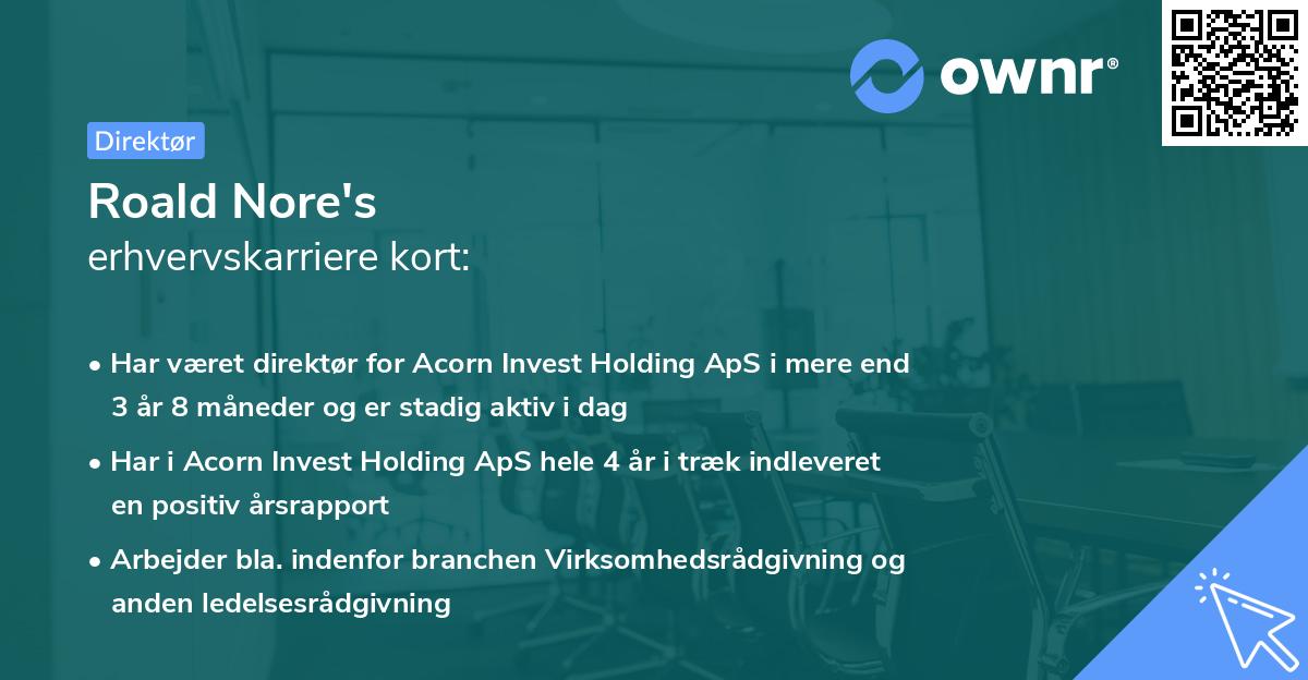 Roald Nore's erhvervskarriere kort