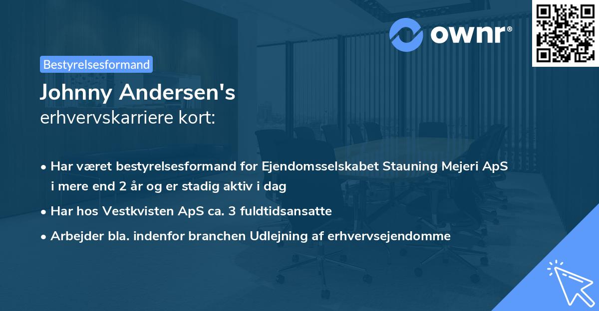 Johnny Andersen's erhvervskarriere kort