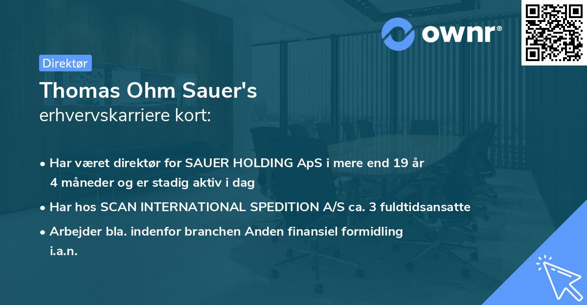 Thomas Ohm Sauer's erhvervskarriere kort