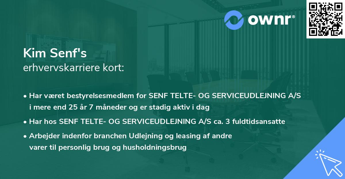 Kim Senf's erhvervskarriere kort
