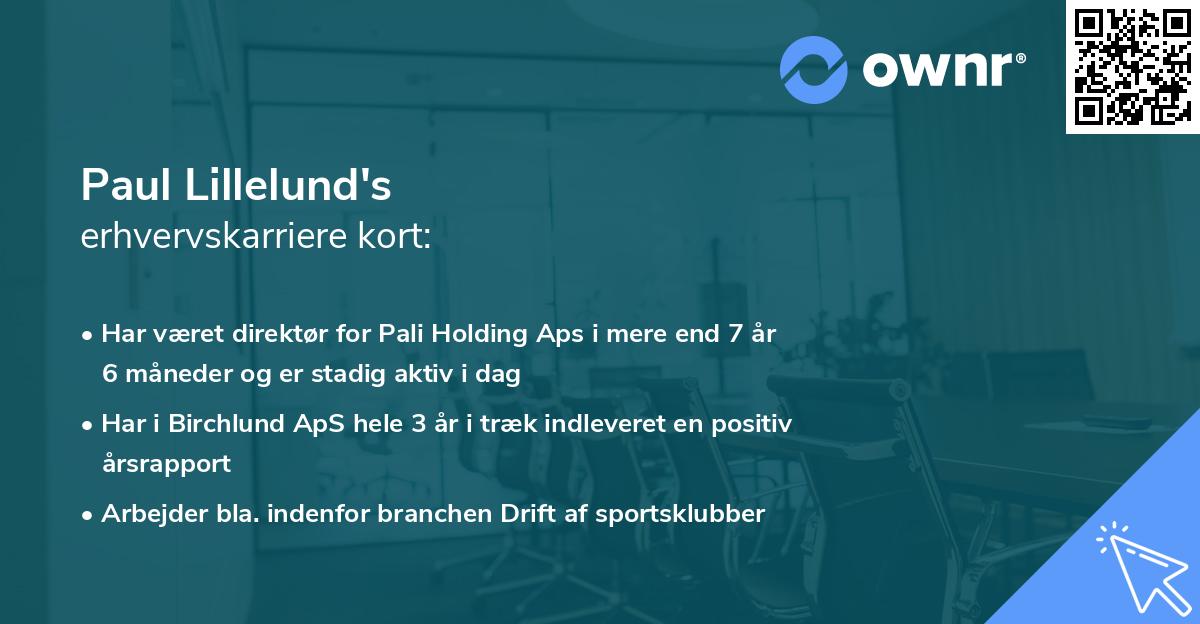 Paul Lillelund's erhvervskarriere kort
