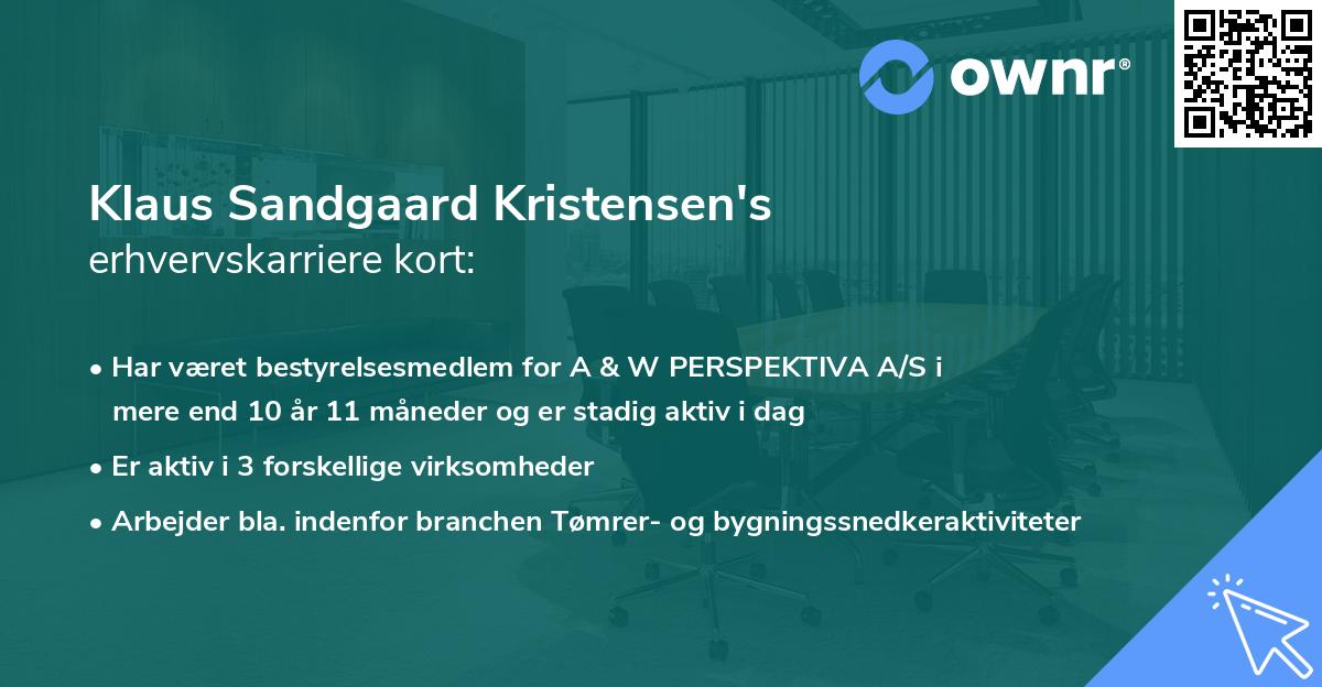 Klaus Sandgaard Kristensen's erhvervskarriere kort