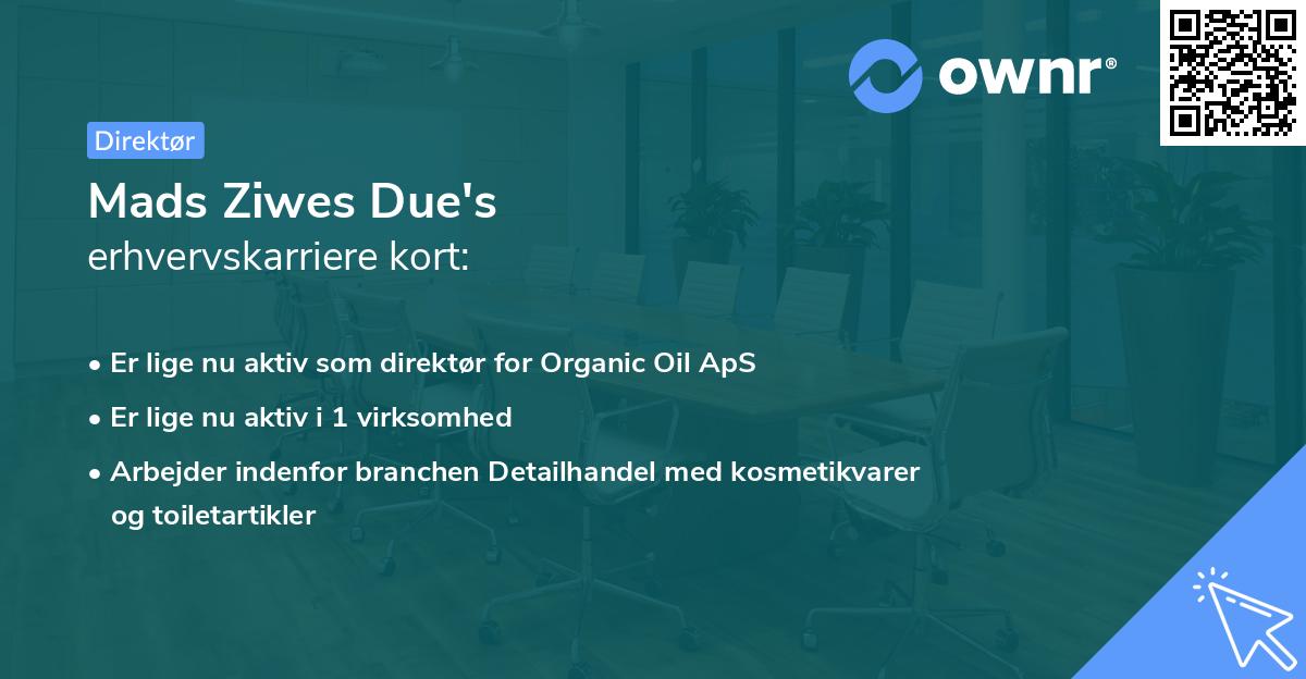 Mads Ziwes Due's erhvervskarriere kort