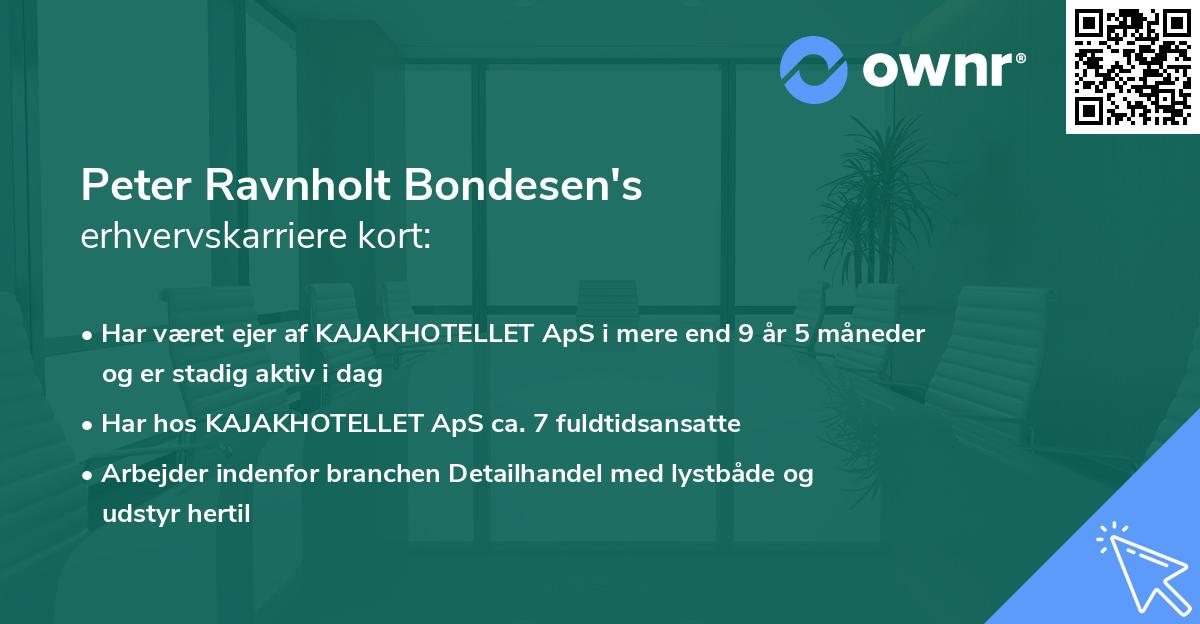 Peter Ravnholt Bondesen's erhvervskarriere kort