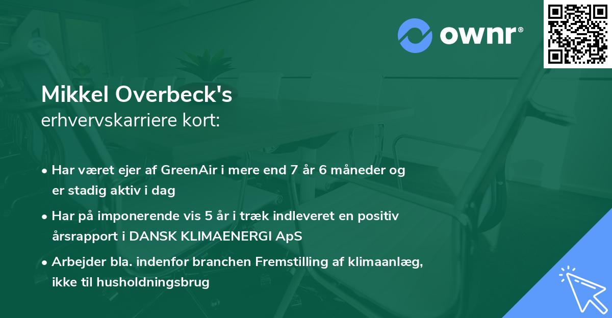 Mikkel Overbeck's erhvervskarriere kort