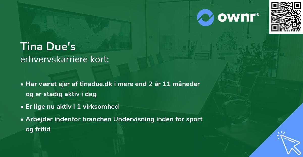 Tina Due's erhvervskarriere kort
