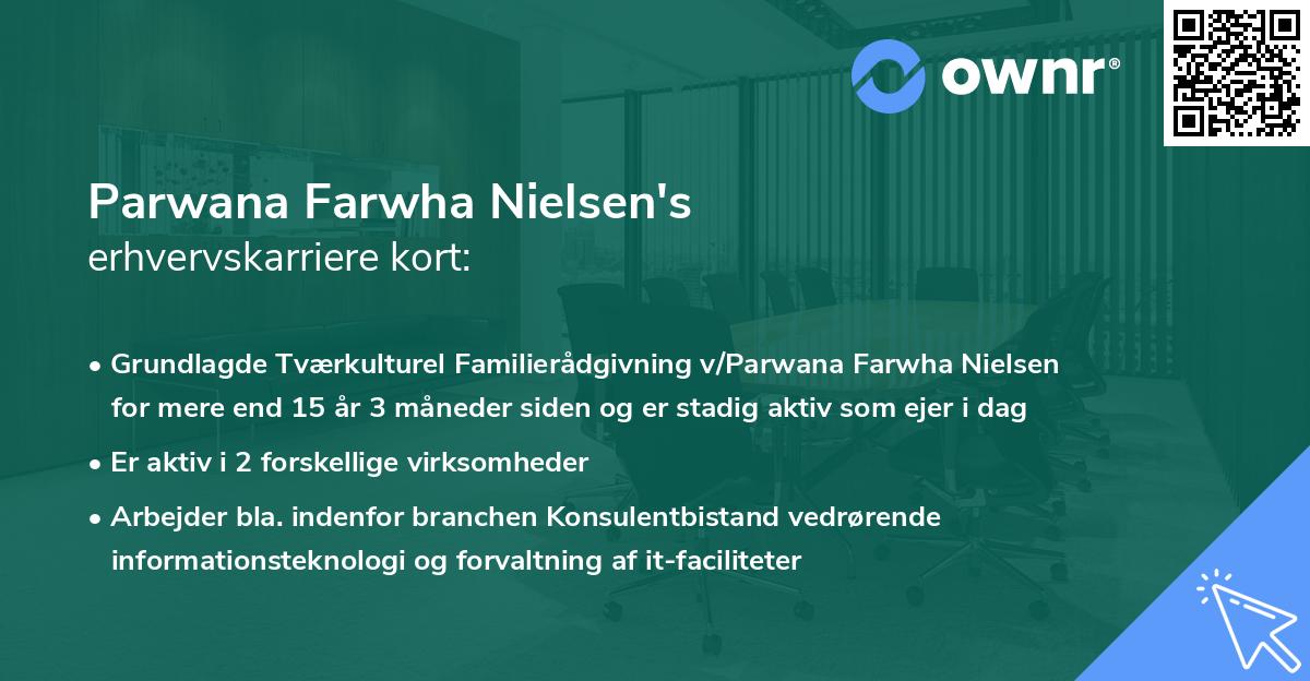 Parwana Farwha Nielsen's erhvervskarriere kort