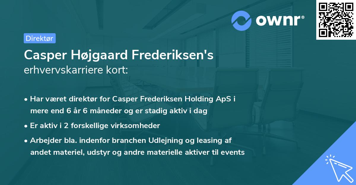 Casper Højgaard Frederiksen's erhvervskarriere kort
