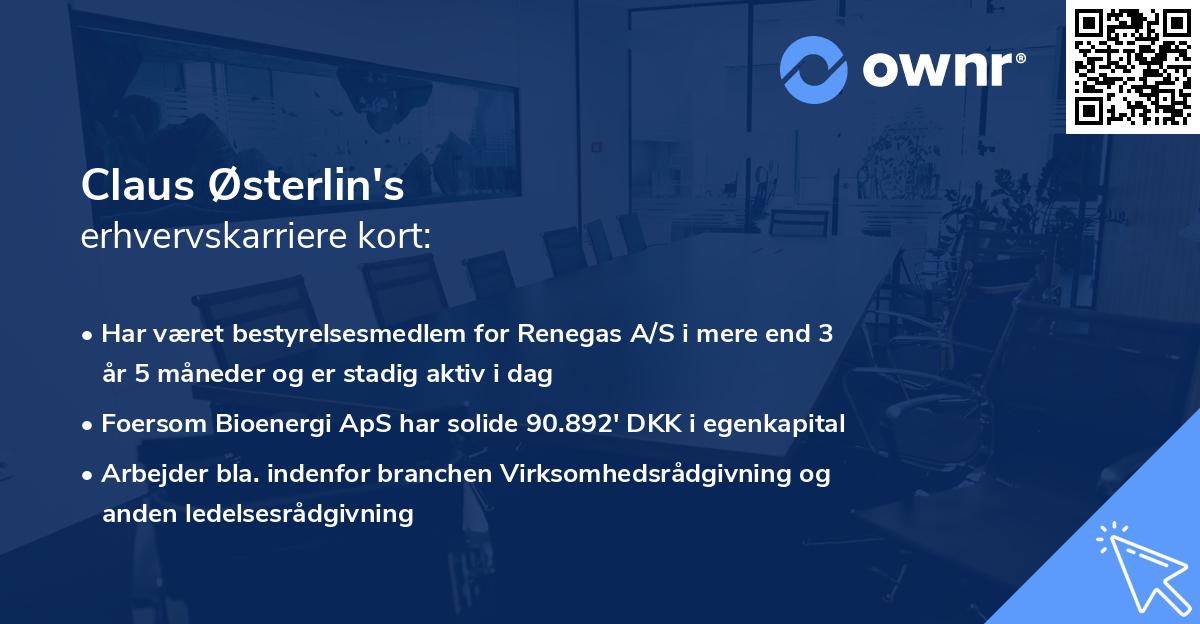 Claus Østerlin's erhvervskarriere kort