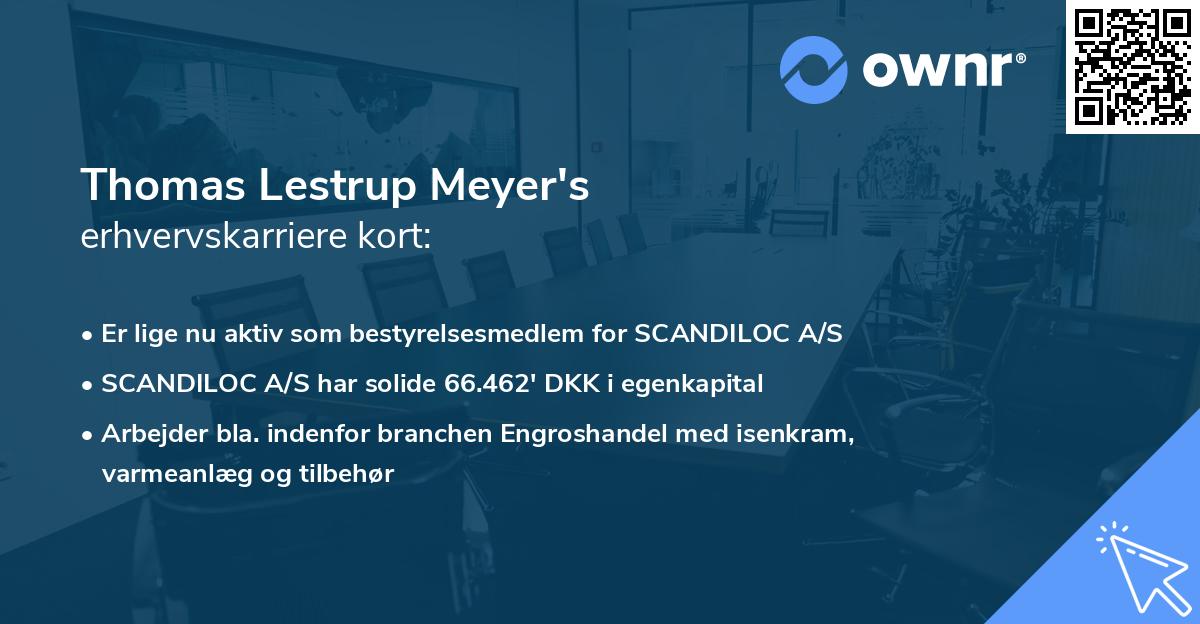 Thomas Lestrup Meyer's erhvervskarriere kort