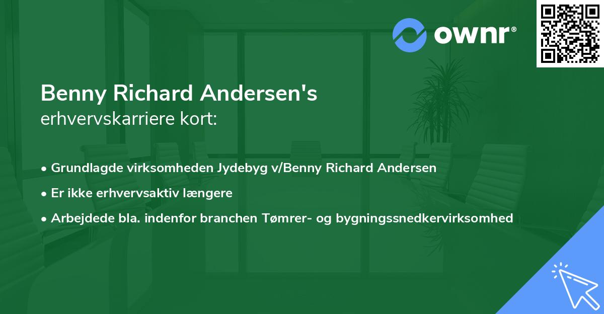 Benny Richard Andersen's erhvervskarriere kort