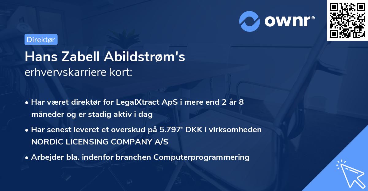 Hans Zabell Abildstrøm's erhvervskarriere kort