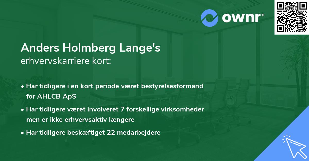 Anders Holmberg Lange's erhvervskarriere kort
