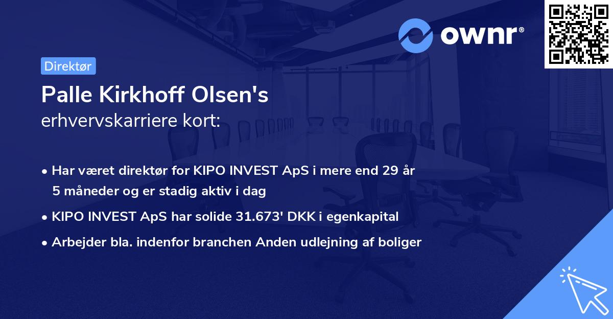 Palle Kirkhoff Olsen's erhvervskarriere kort