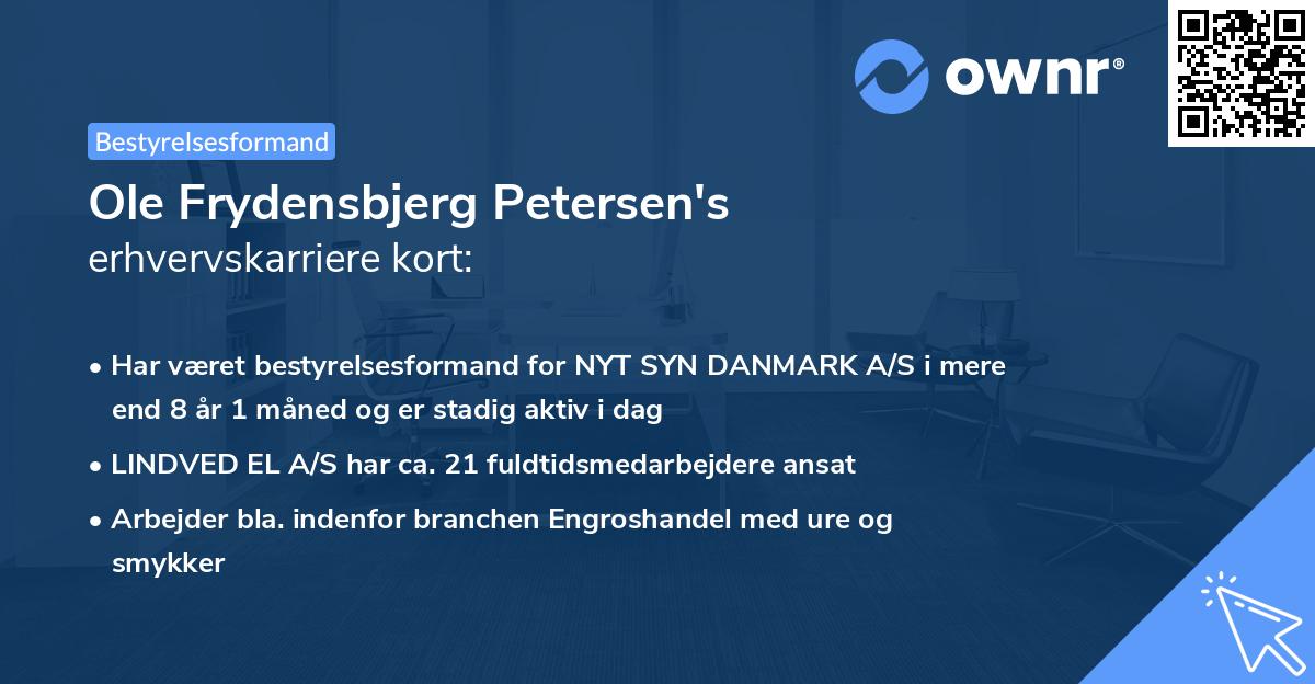 Ole Frydensbjerg Petersen's erhvervskarriere kort