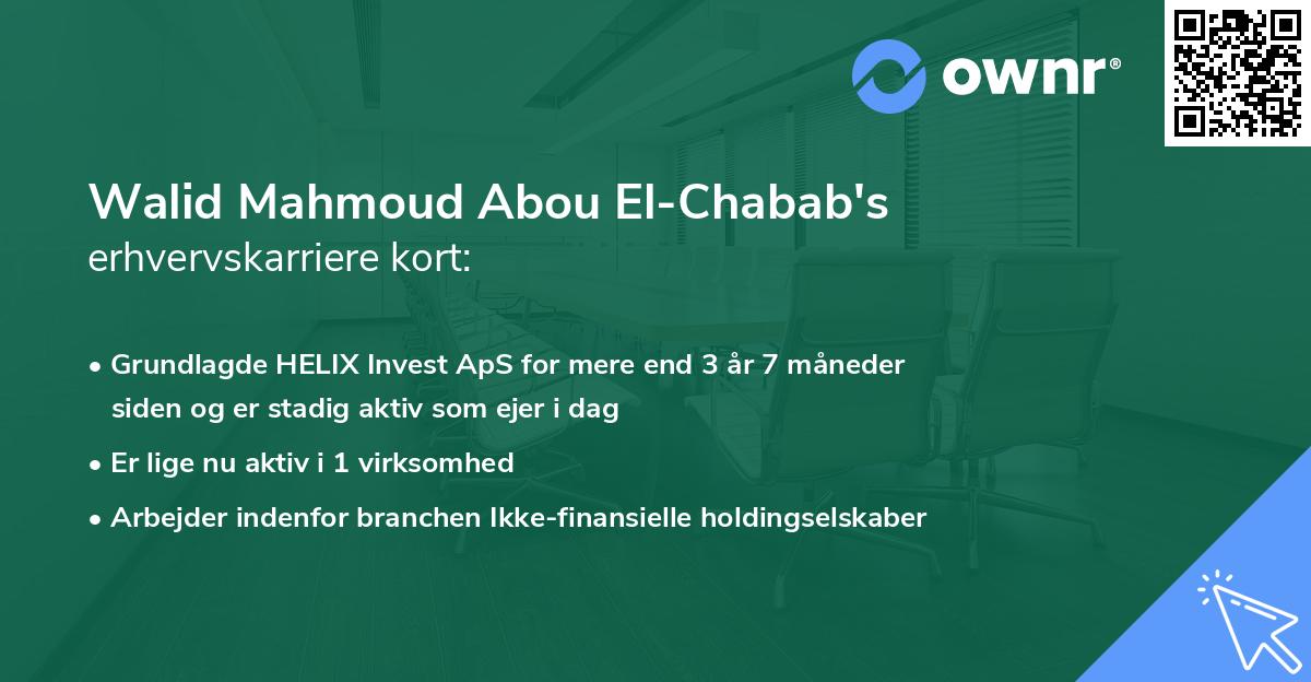Walid Mahmoud Abou El-Chabab's erhvervskarriere kort