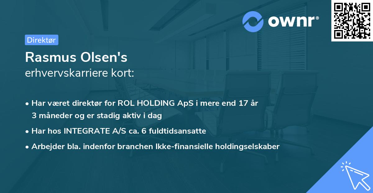 Rasmus Olsen's erhvervskarriere kort