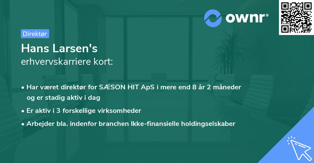 Hans Larsen's erhvervskarriere kort
