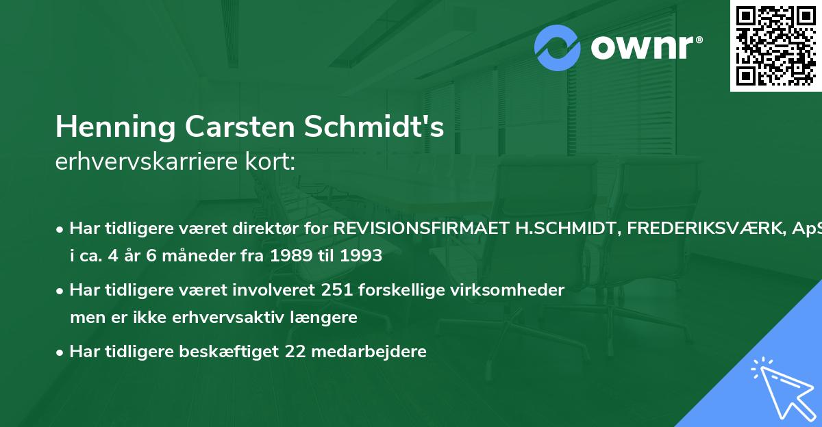 Henning Carsten Schmidt's erhvervskarriere kort
