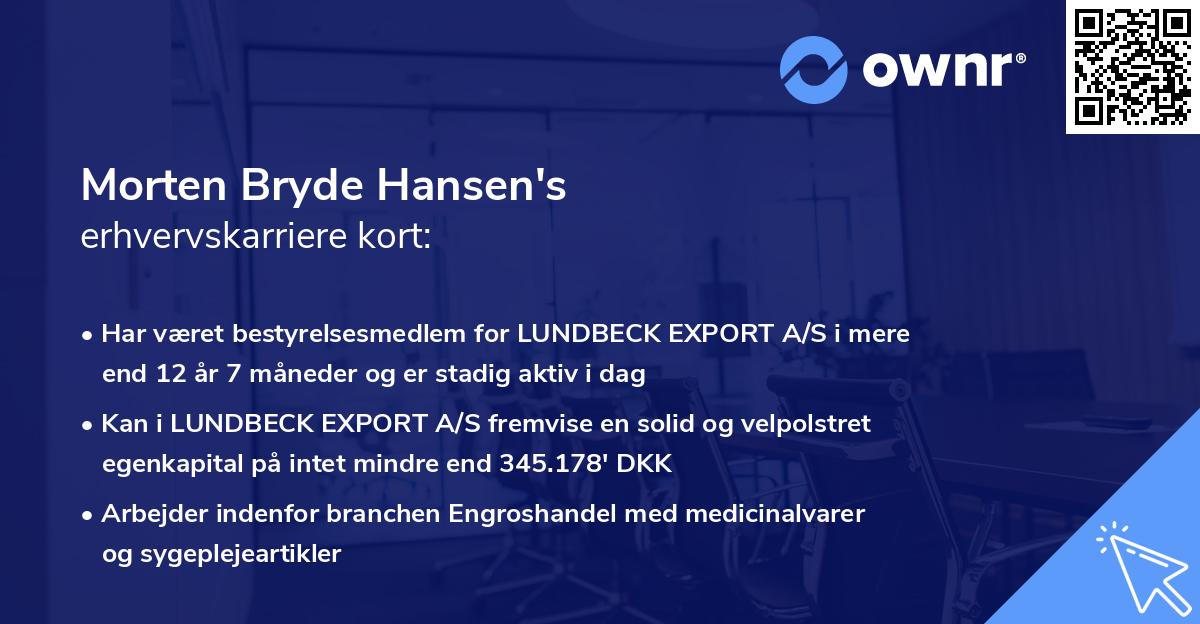 Morten Bryde Hansen's erhvervskarriere kort