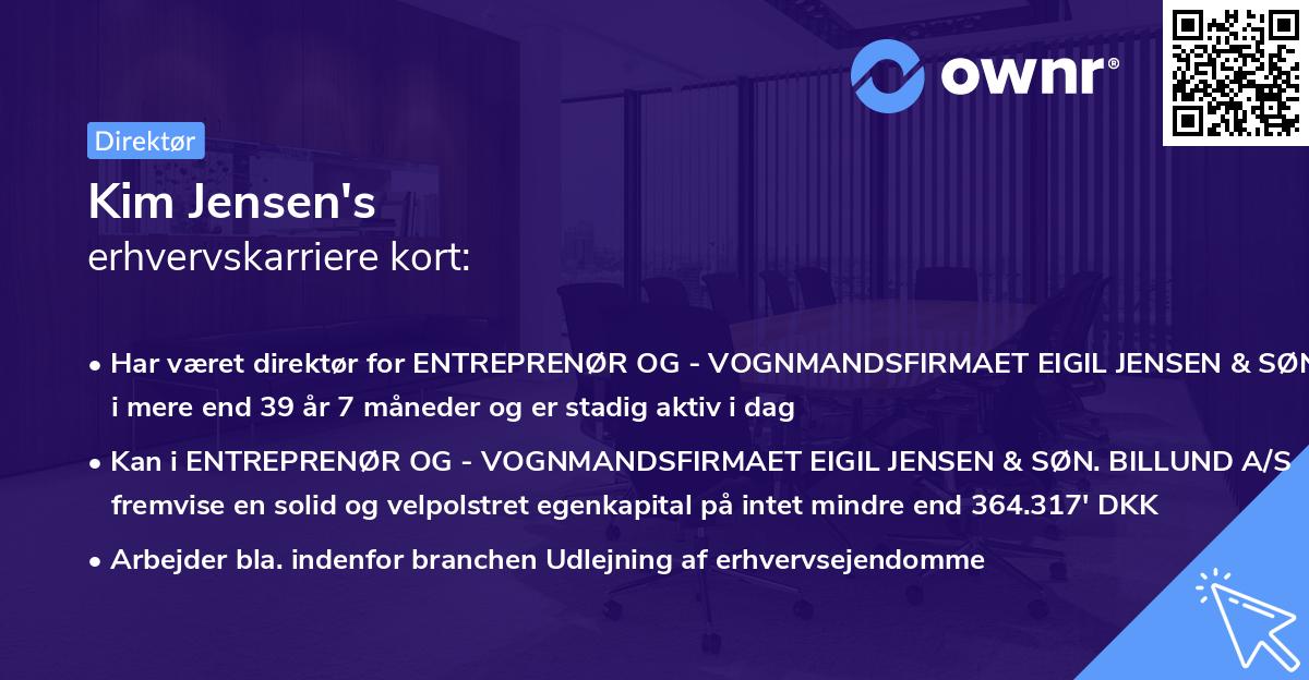 Kim Jensen's erhvervskarriere kort