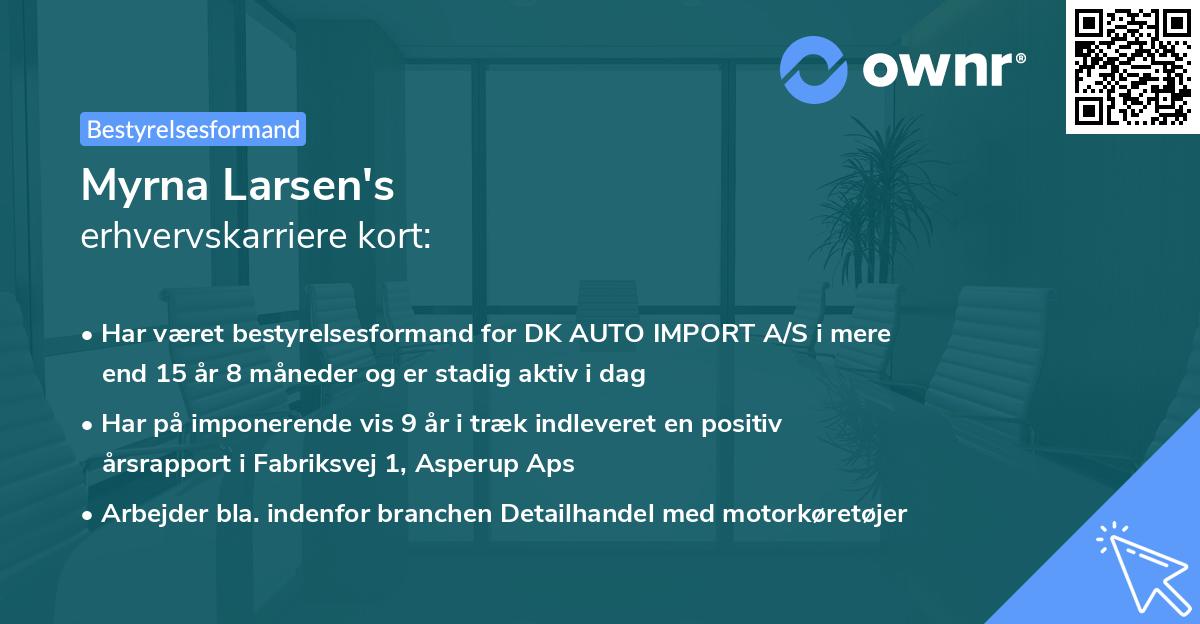 Myrna Larsen's erhvervskarriere kort