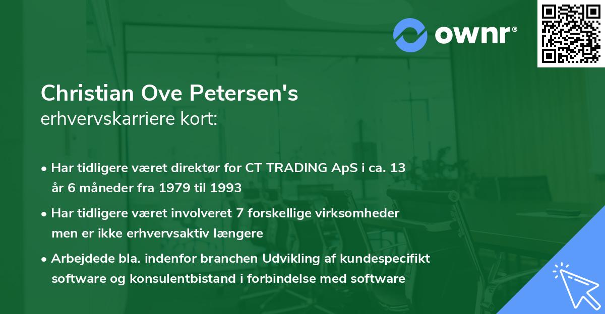 Christian Ove Petersen's erhvervskarriere kort